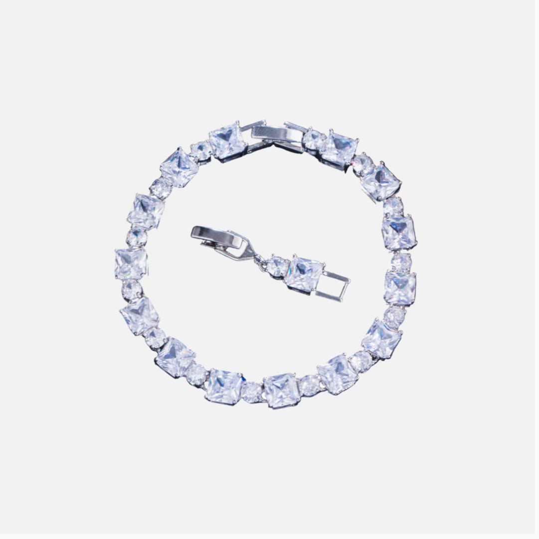 CUBE TENNIS BRACELET - WHITE GOLD