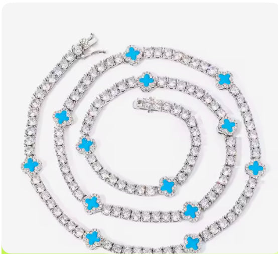 TENNIS LEAF BRACELET - SKY BLUE