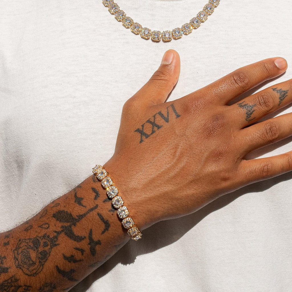 10MM CLUSTERED TENNIS BRACELET - GOLD PLATED