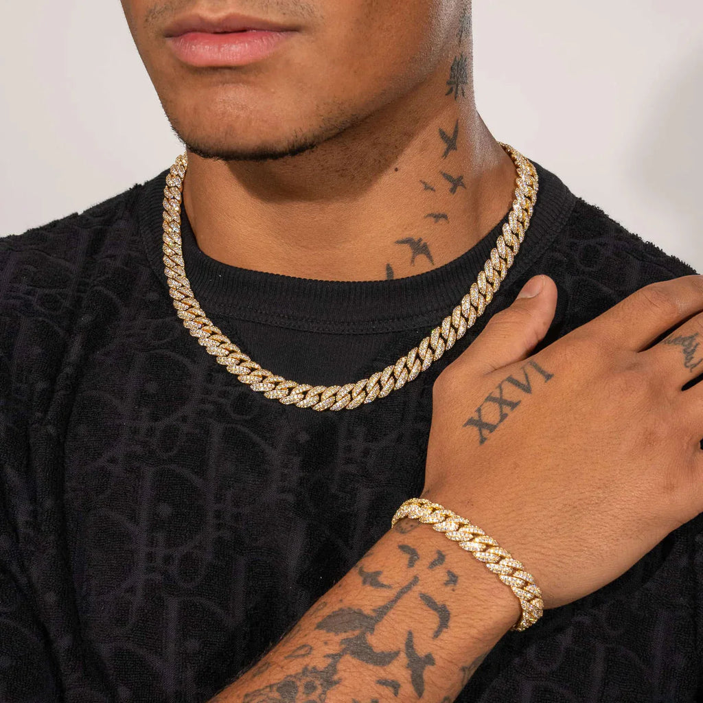 8MM ICED CUBAN LINK BRACELET - GOLD