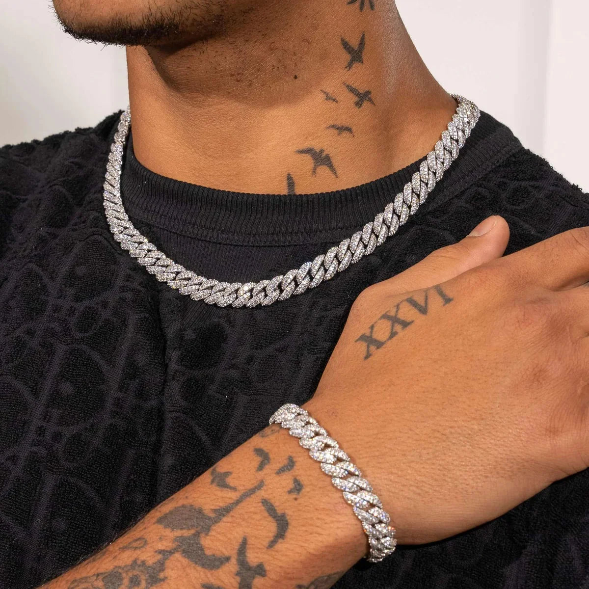 8MM ICED CUBAN LINK BRACELET - WHITE GOLD