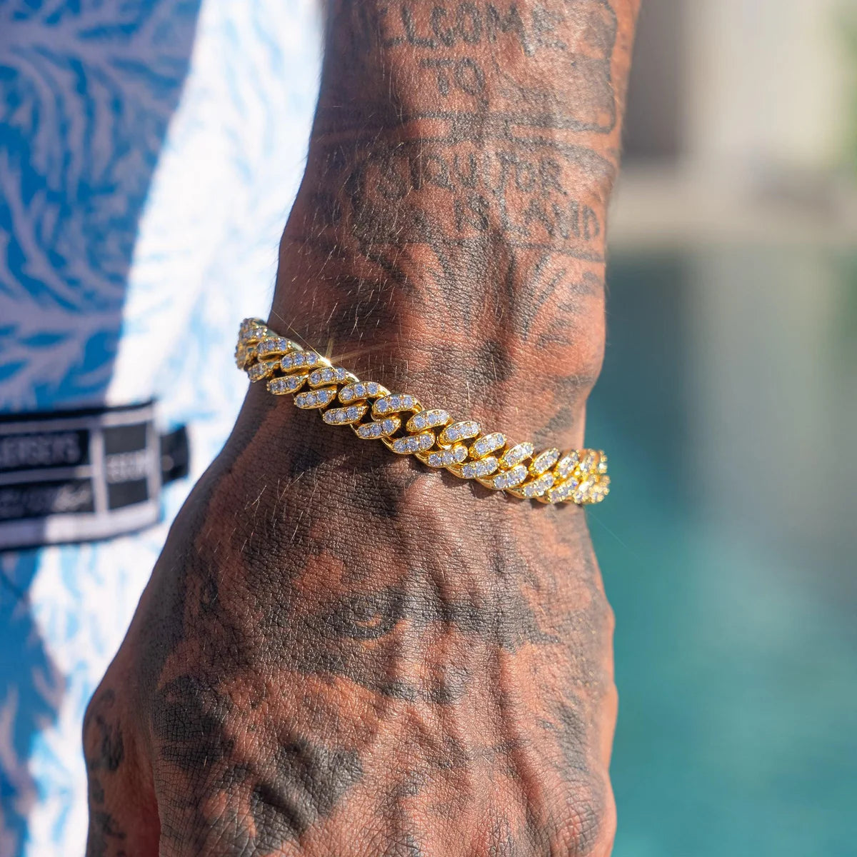 10MM ICED CUBAN BRACELET - GOLD