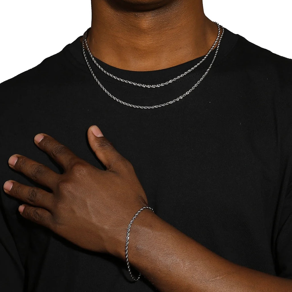 3MM ROPE BRACELET - SILVER PLATED