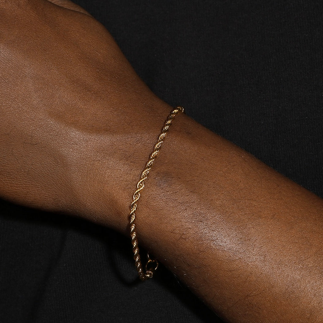 3MM ROPE BRACELET - GOLD PLATED