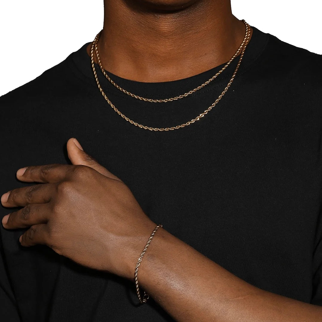 3MM ROPE BRACELET - GOLD PLATED