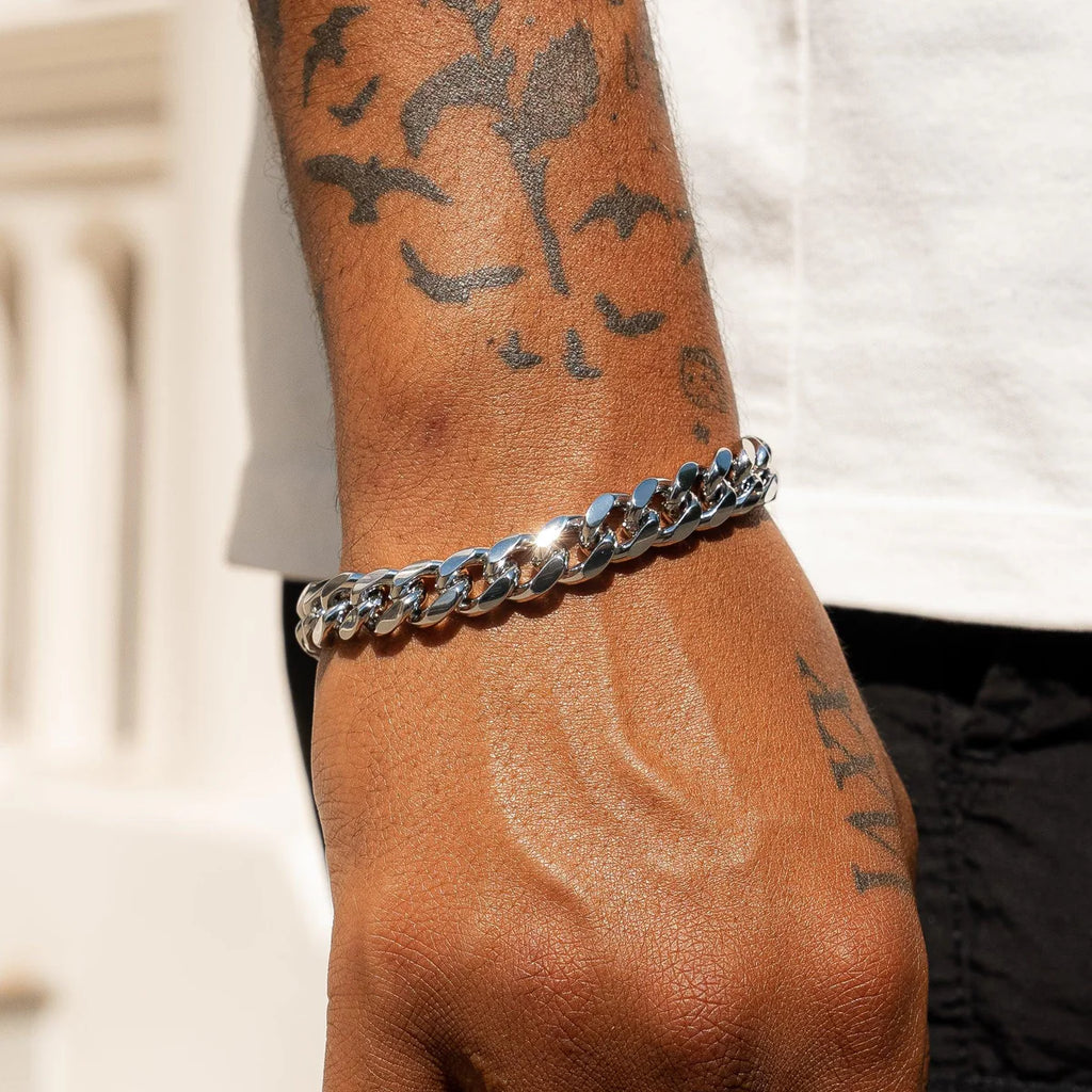 10MM CUBAN BRACELET - WHITE GOLD