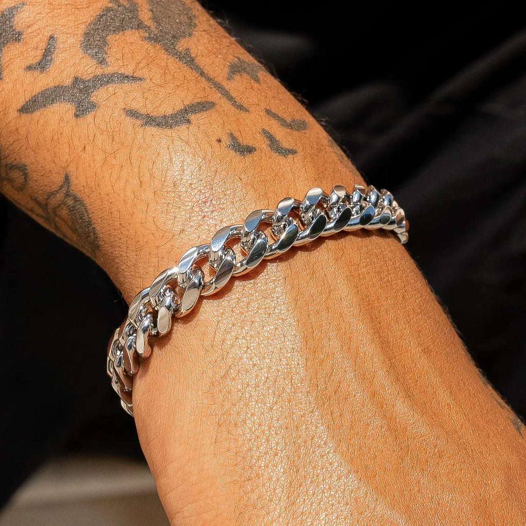 10MM CUBAN BRACELET - WHITE GOLD
