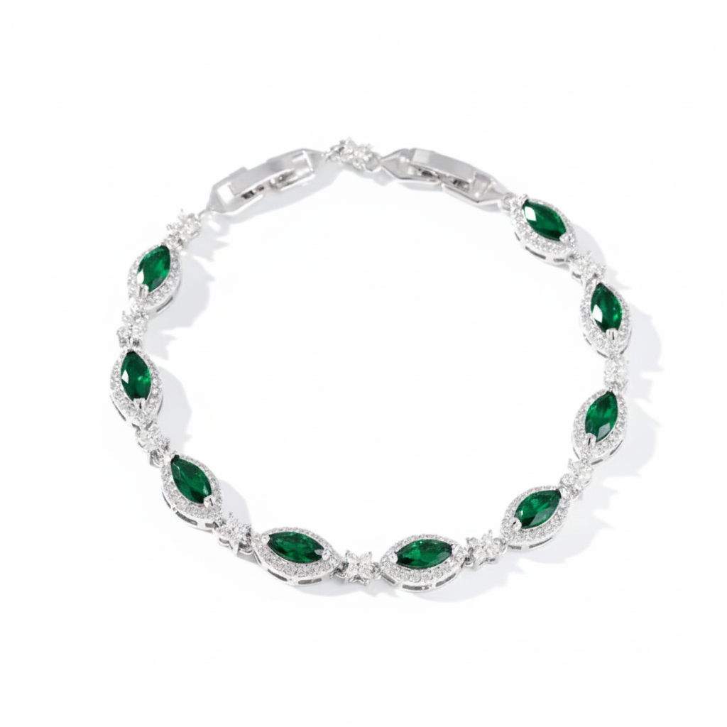 TEARDROP TENNIS BRACELET- GREEN