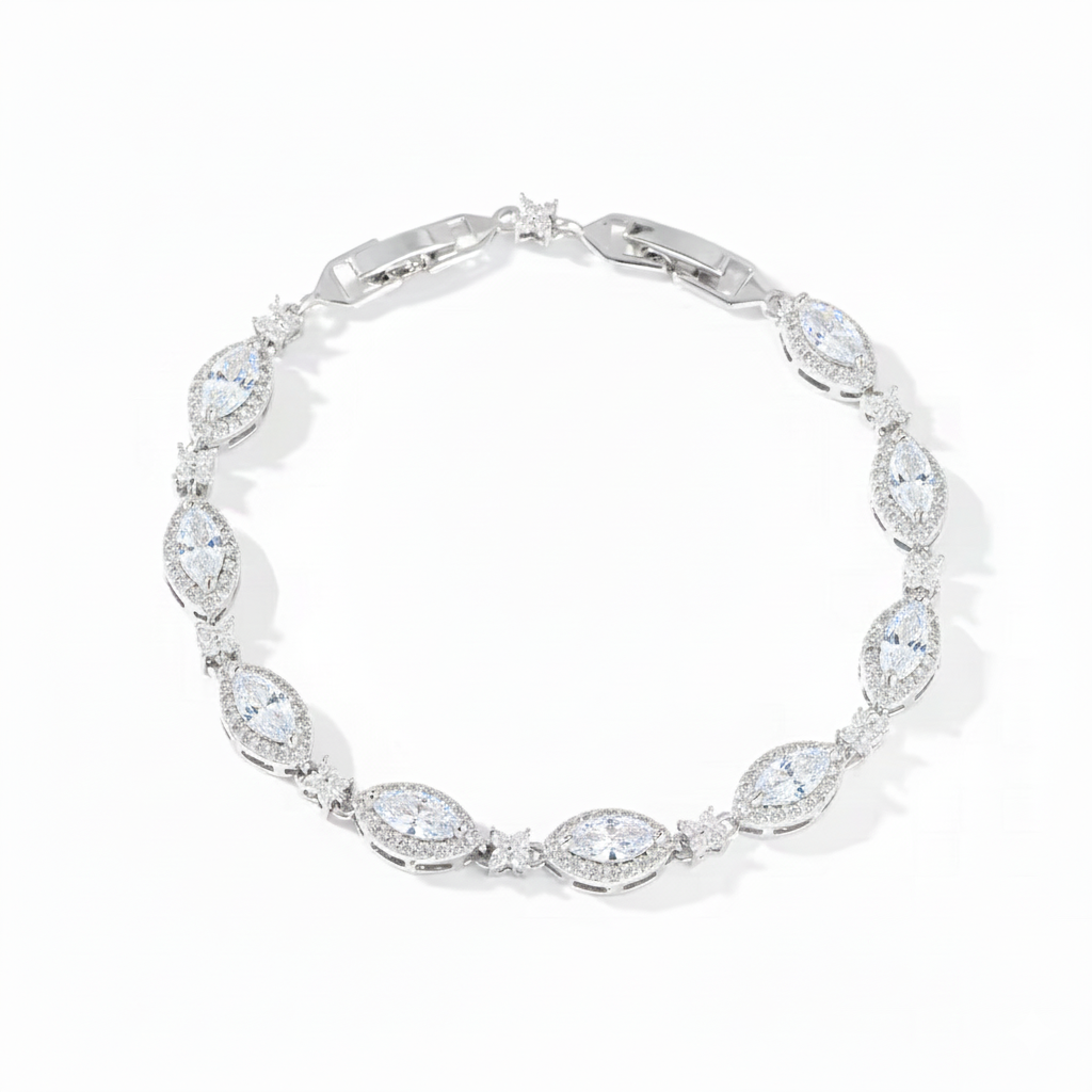 TEARDROP TENNIS BRACELET - WHITE GOLD