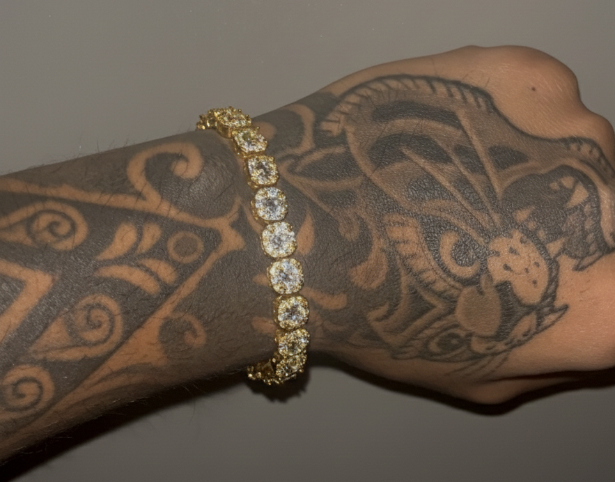 10MM CLUSTERED TENNIS BRACELET - GOLD PLATED