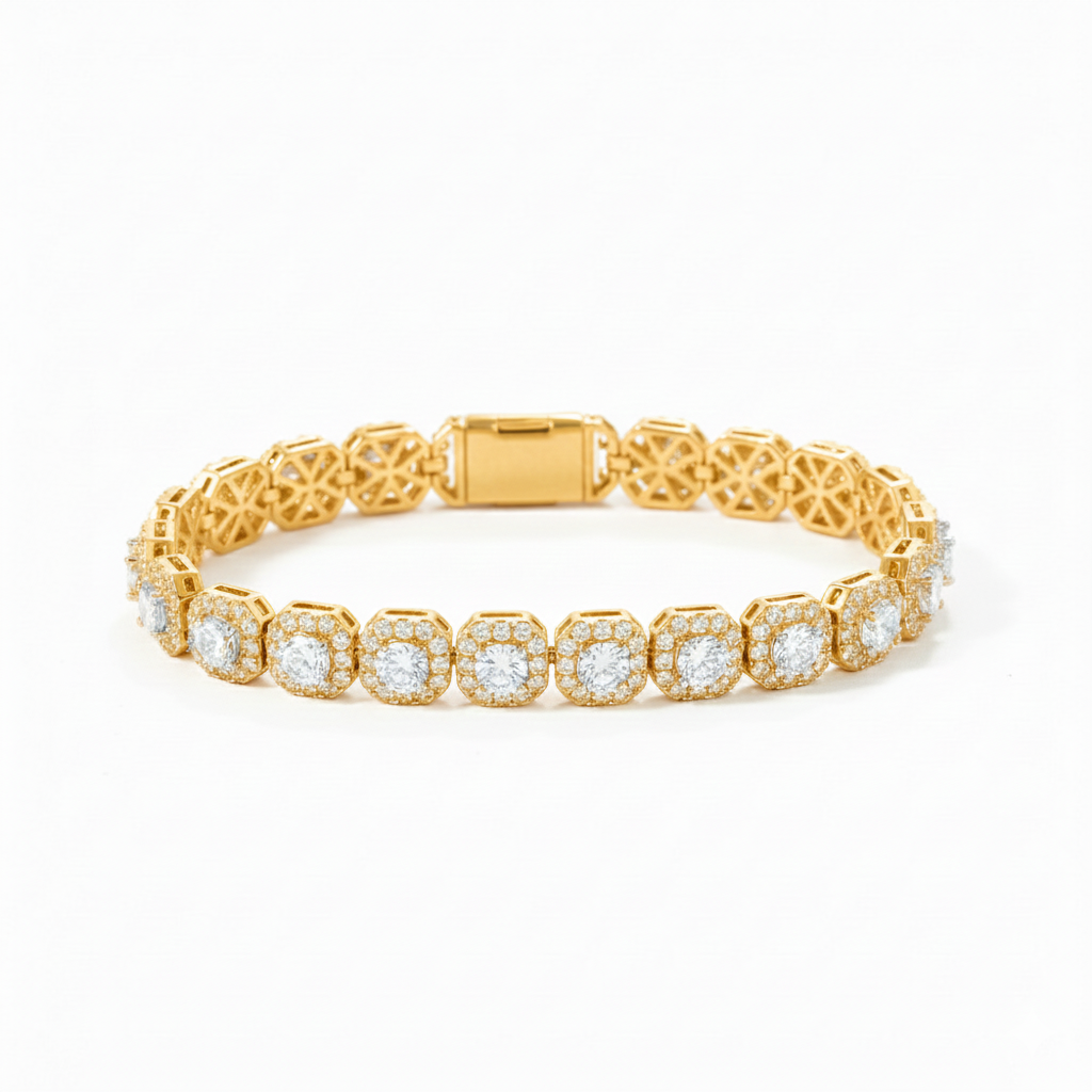 10MM CLUSTERED TENNIS BRACELET - GOLD PLATED