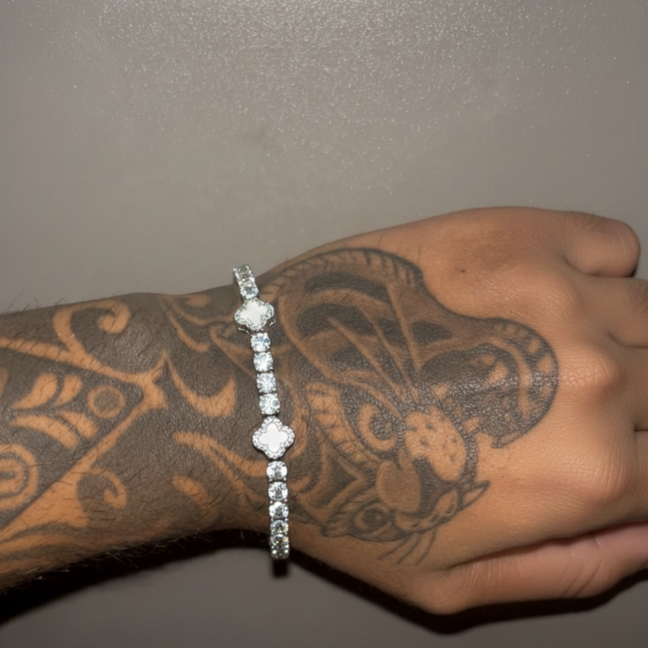 TENNIS LEAF BRACELET - WHITE GOLD