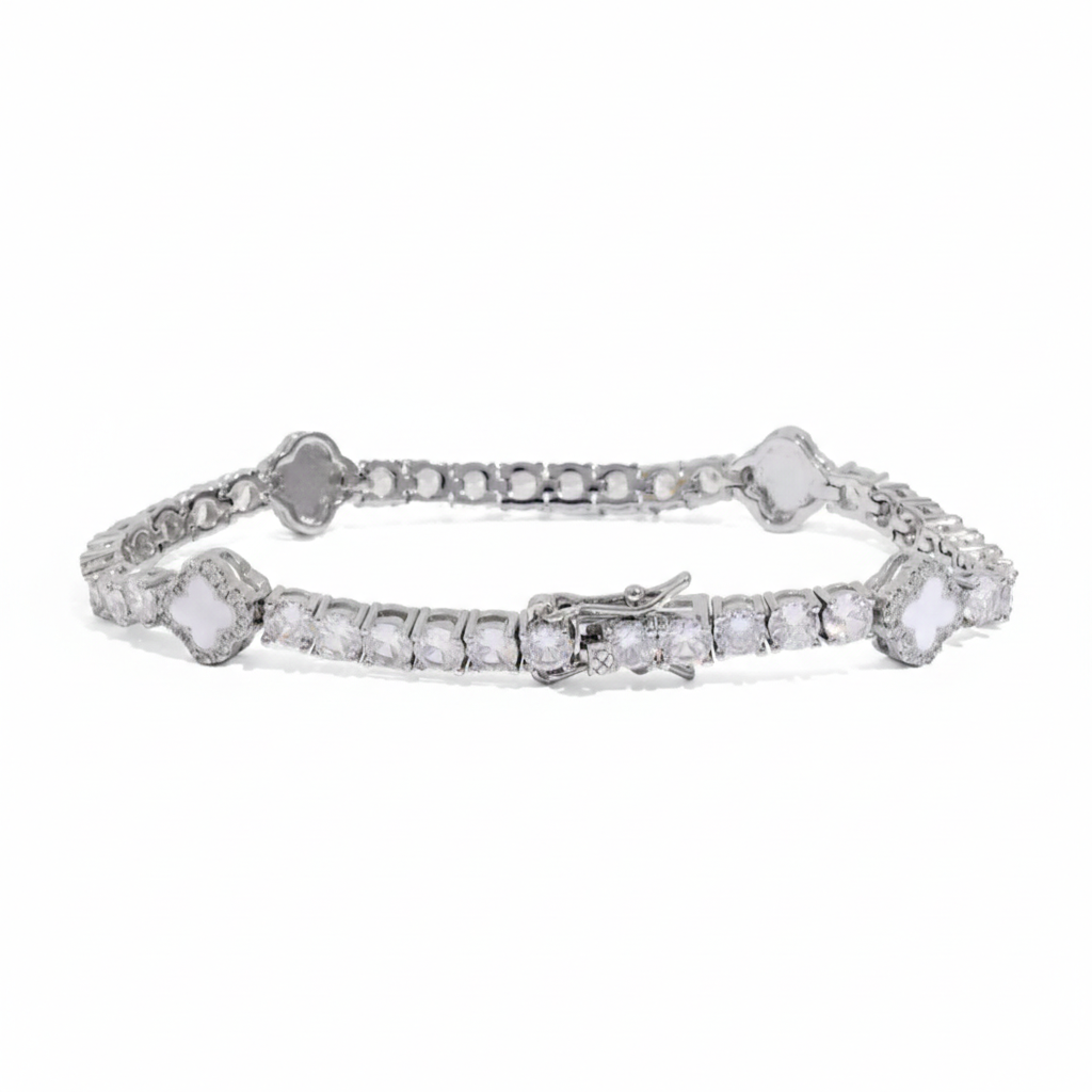 TENNIS LEAF BRACELET - WHITE GOLD