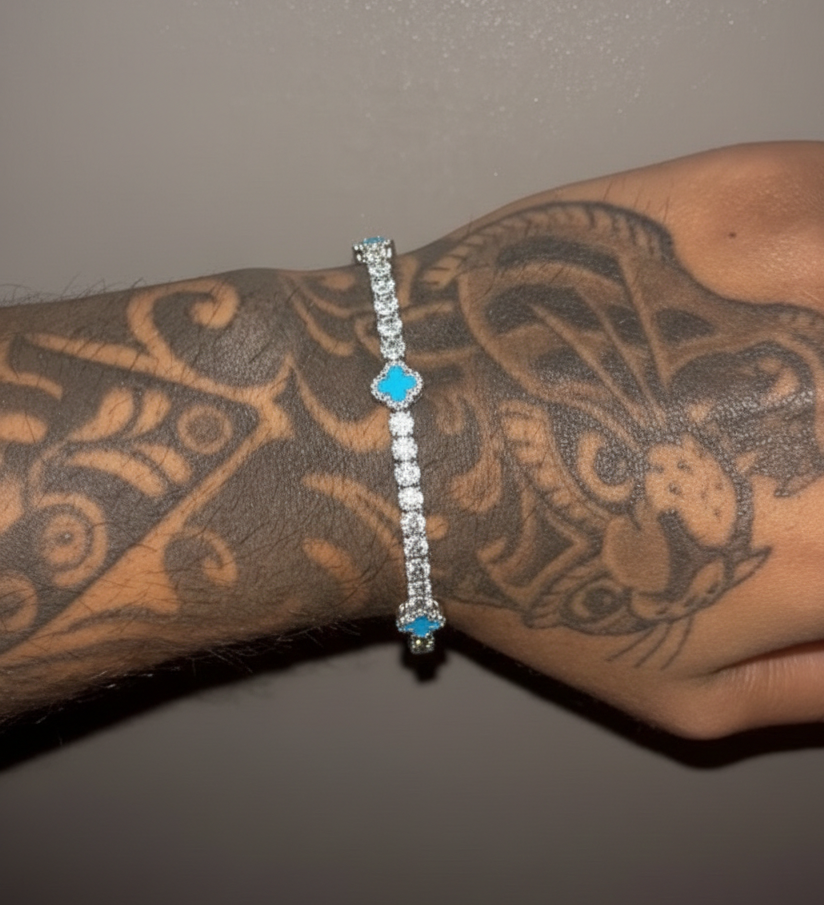TENNIS LEAF BRACELET - SKY BLUE