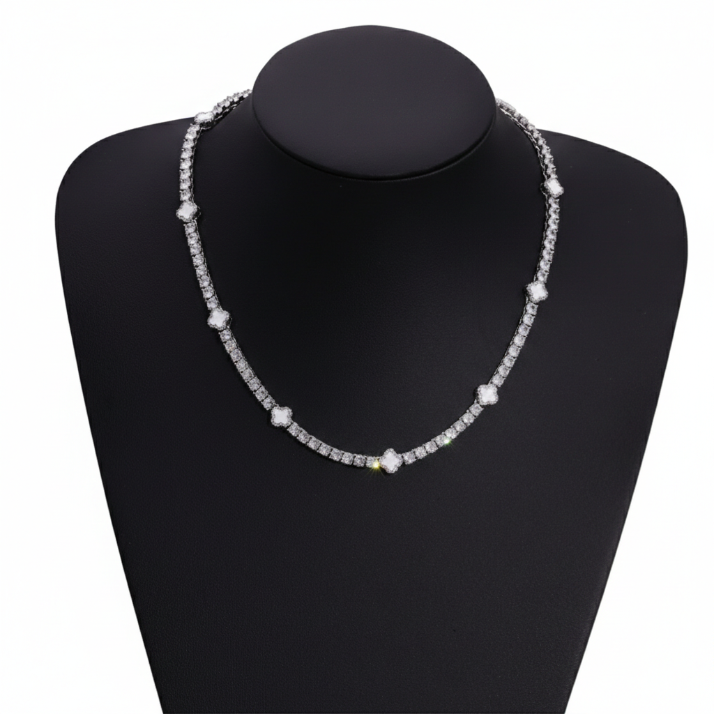 TENNIS LEAF CHAIN - WHITE GOLD