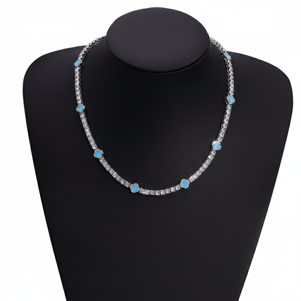 TENNIS LEAF BRACELET - SKY BLUE